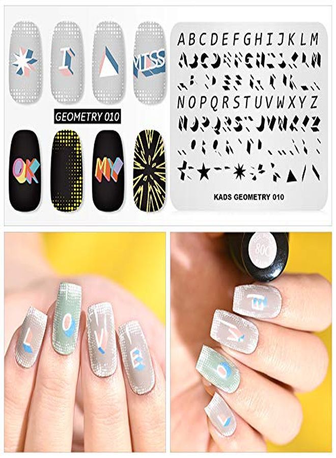 Ping Plate Fashion Geometry Words Letters Stars Patterns Theme MultiPattern Stamp Print Image Stamp Template Nail Art For Nail Design By Rolabling