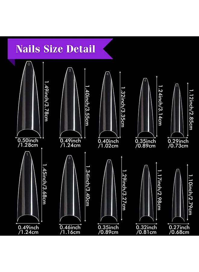 False Nail Tips Soft Gel Extension Clear Medium Coffin 550 Pieces BTMCC500