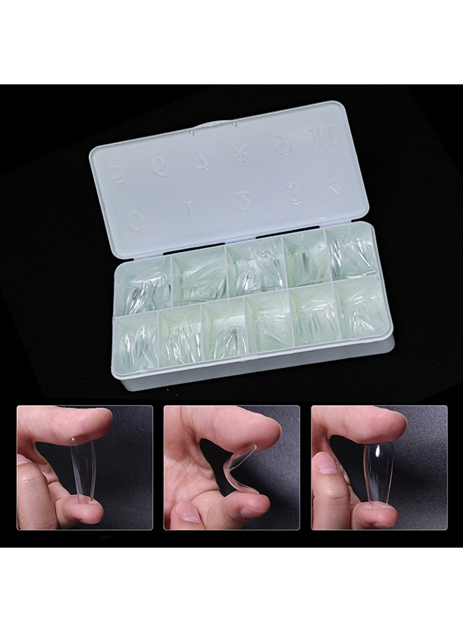 False Nail Tips Soft Gel Extension Clear Medium Coffin 550 Pieces BTMCC500