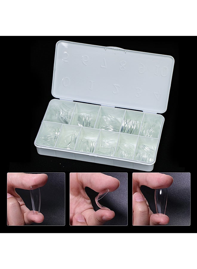 False Nail Tips Soft Gel Extension Clear Medium Coffin 550 Pieces BTMCC500