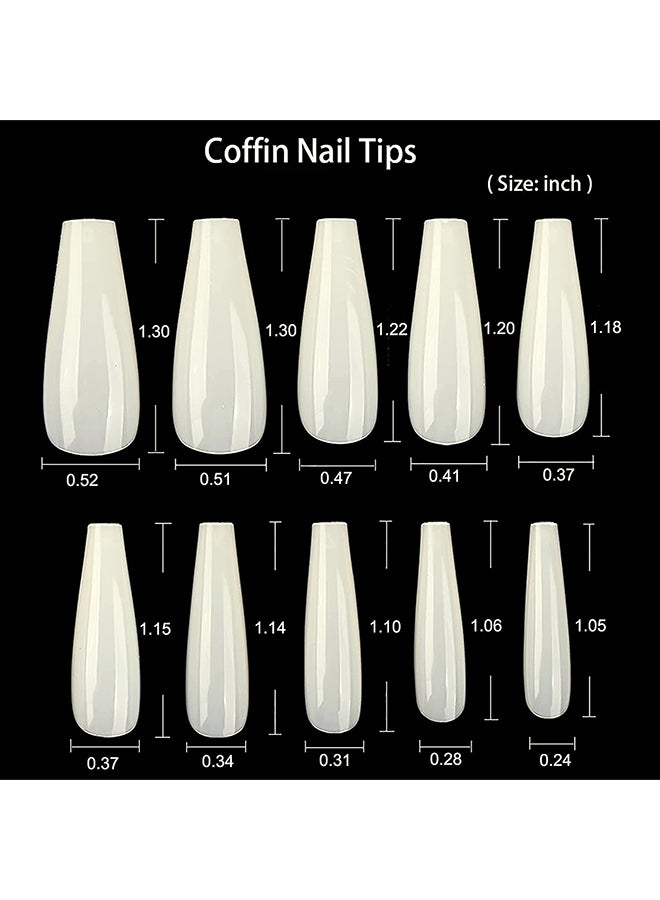 False Nail Tips Ballerina Coffin Premium Strong Flexible For Easier BCNTN