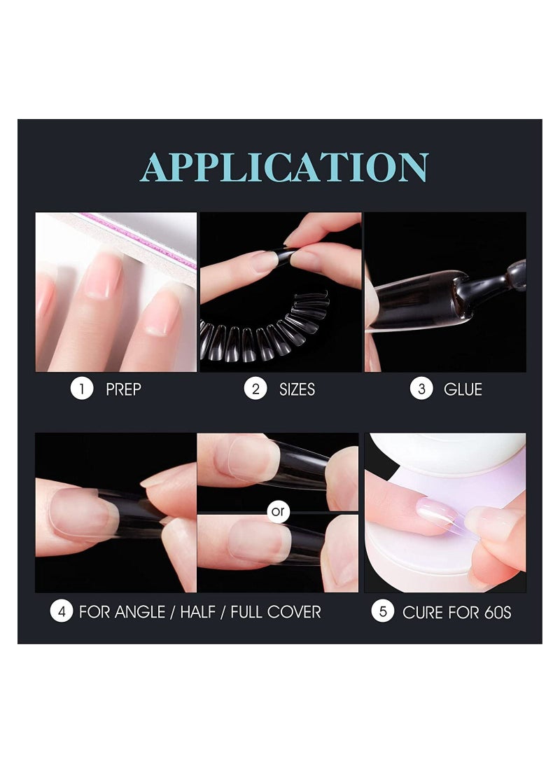 Soft Gel Nail Tips Medium Almond 552 Pcs 12 Sizes