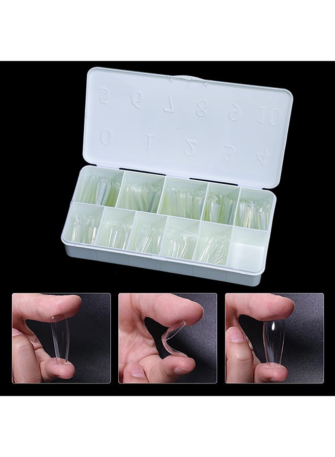 False Nail Tips Soft Gel Extension Clear Long Coffin 550 Pieces BTLCF500