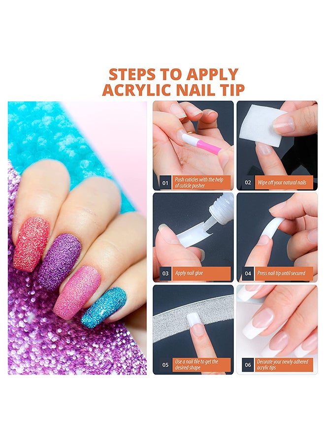 False Nail Tips False Classic French White Professional Refill Pack 100 Pieces - Size 7, CLFCN7