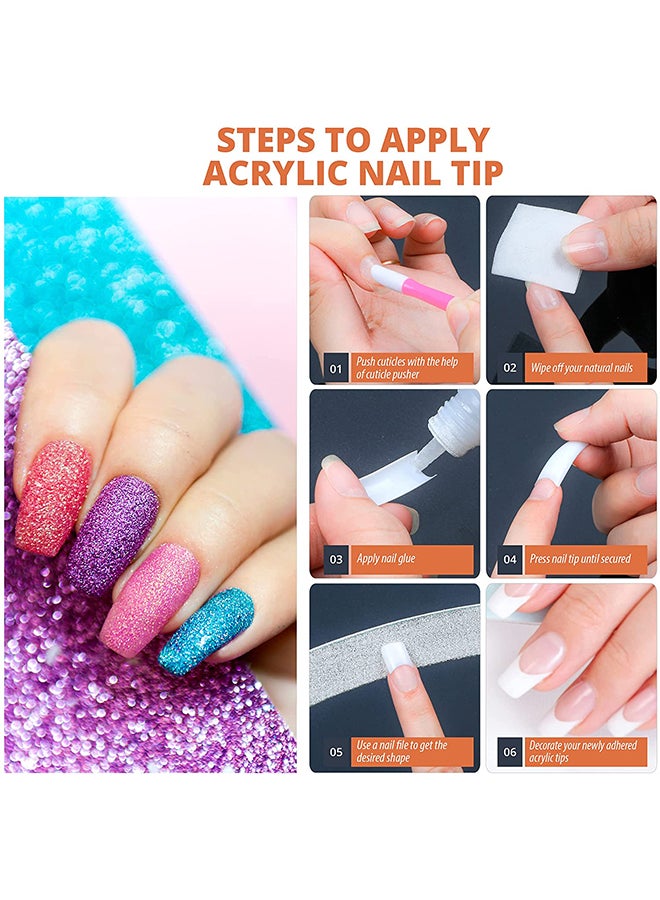 False Nail Tips False Classic French White Professional Refill Pack 100 Pieces - Size 6, CLFCN6