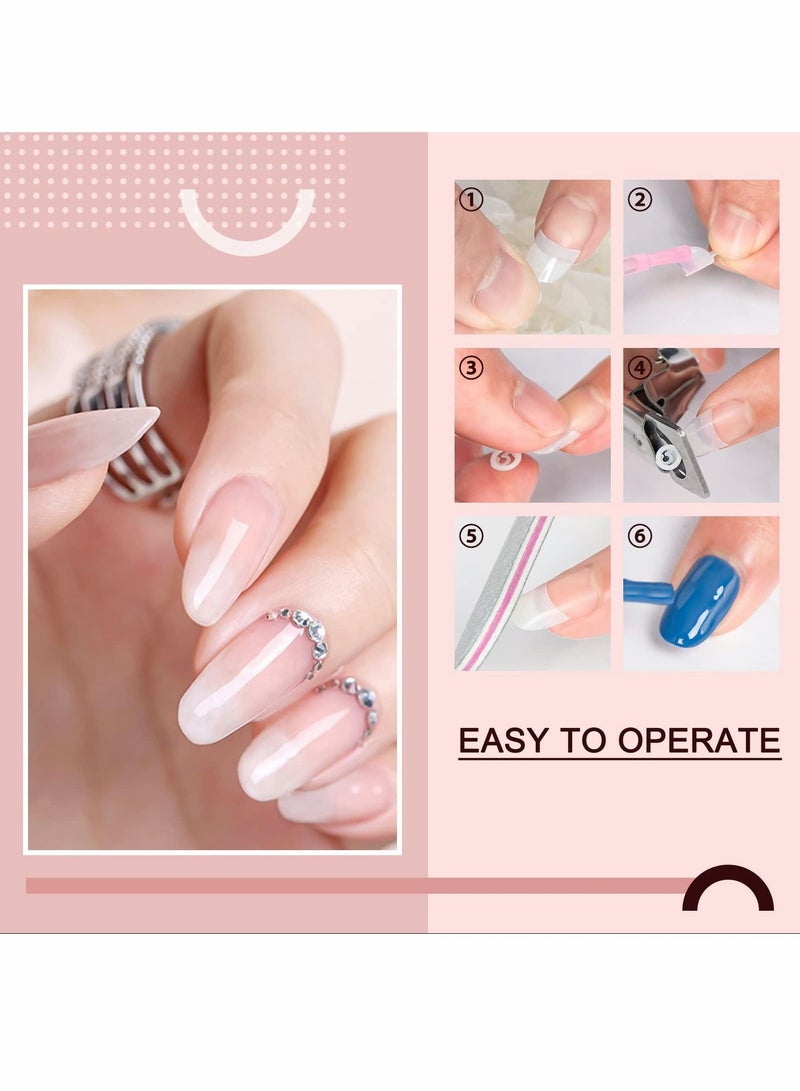 Short Nail Tips with White Flower Decoration, 1000 Pcs French Short Acrylic Nail Extension Tools Short Nail Square Tips for with 3D Nail Art Charm Decoration for Nail Salon and DIY Manicures
