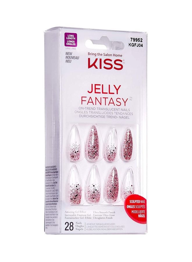 28 Pcs Gel Fantasy Jelly Nails Clear/Pink