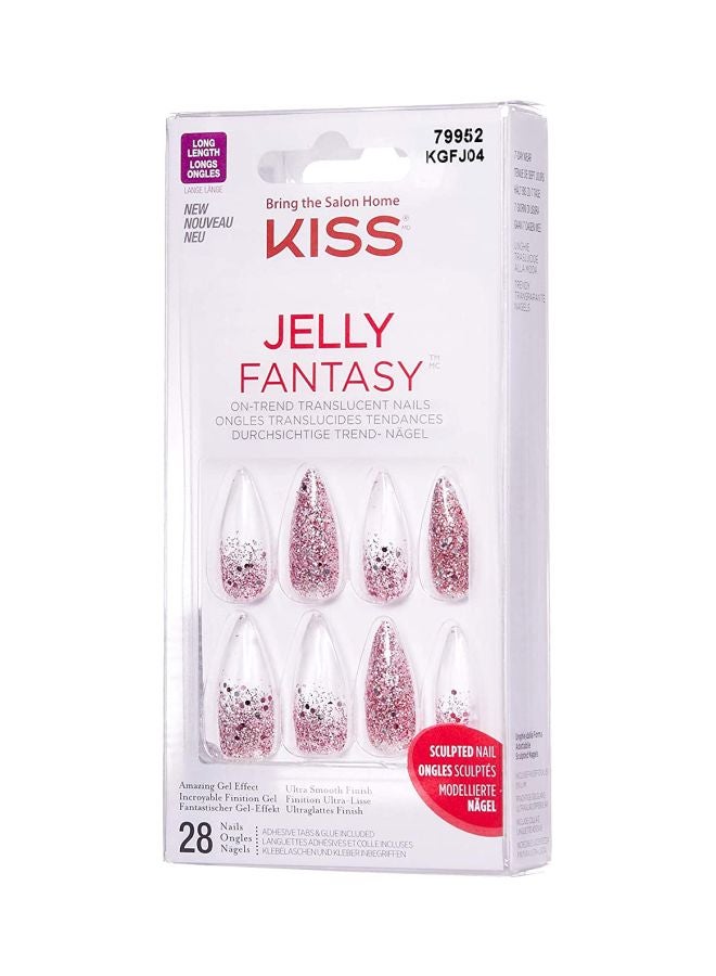 28 Pcs Gel Fantasy Jelly Nails Clear/Pink