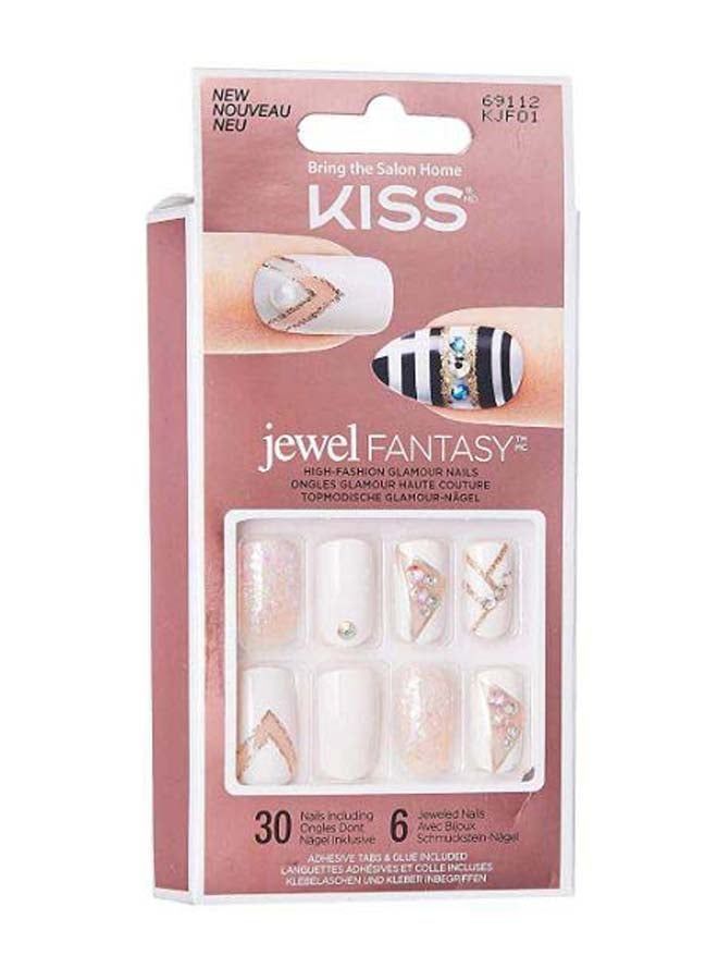 Jewel Fantasy Nails White with beige