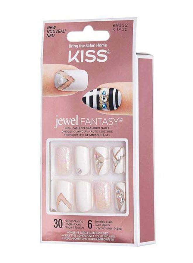 Jewel Fantasy Nails White with beige