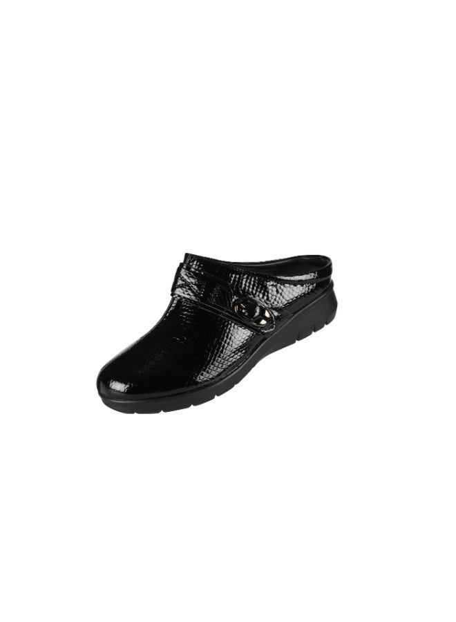 092-2430 Michelle Morgan Ladies Low Wedge Heel Clogs  18397-224 Black 36