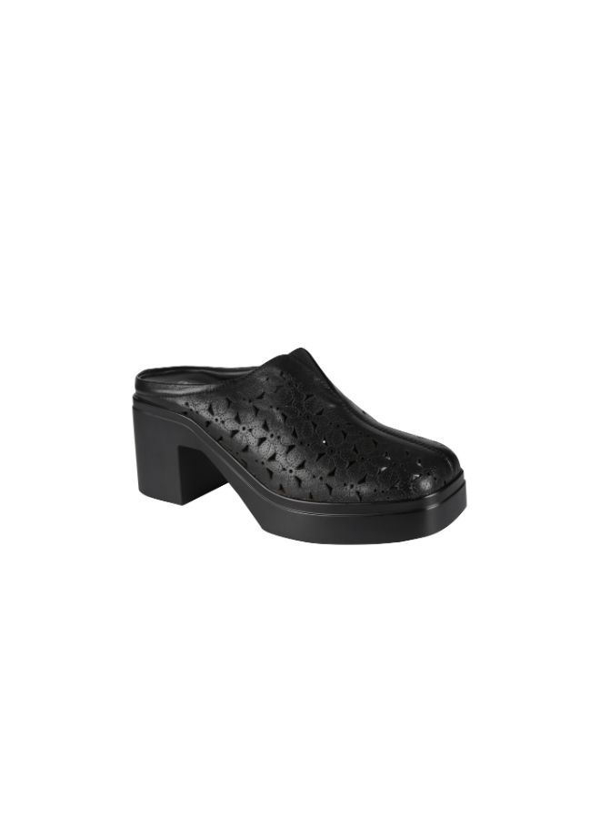 092-2438 Michelle Morgan Ladies Block Heel Clogs  2207-5 Black 36