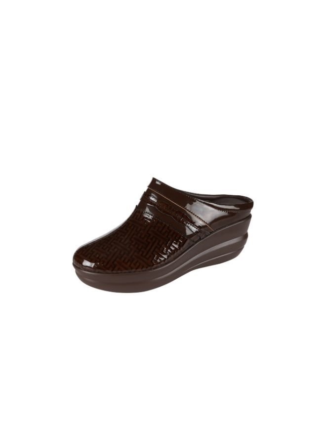 092-2435 Michelle Morgan Ladies Wedge Heel Clogs  19009-226 Brown 36