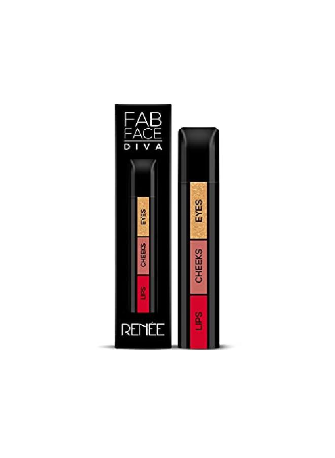 Fab Face Diva 3 In 1 Makeup Stick With Eye Shadow Blush Lipstick Enriched With Vitamin E 4.5G