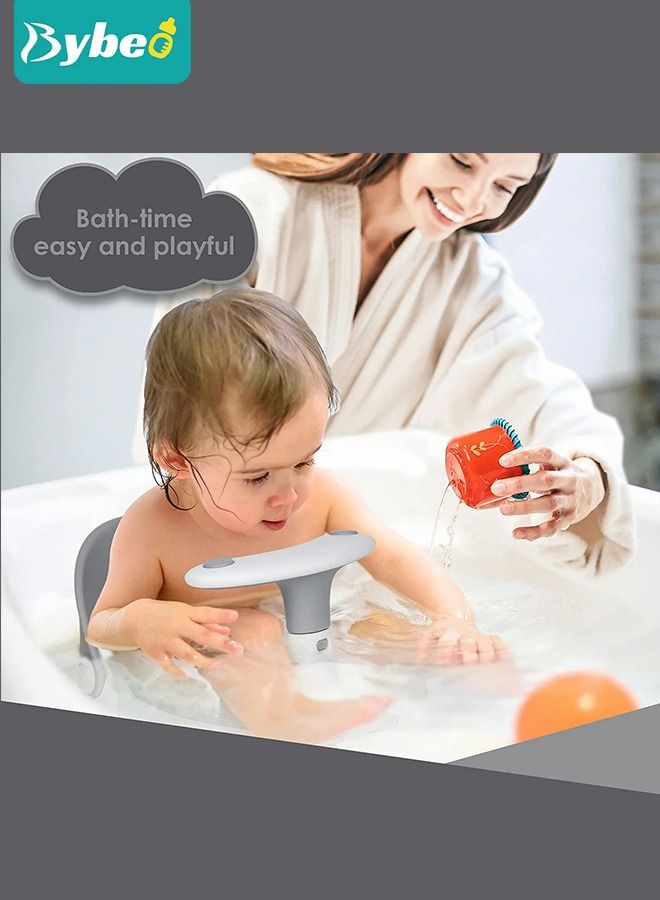 Baby Bath Seat – Infant Bathtub Portable Chair + Carry Bag – Compact and Foldable – Ultra Strong Suction Cups. Ideal Gift! (Grey)