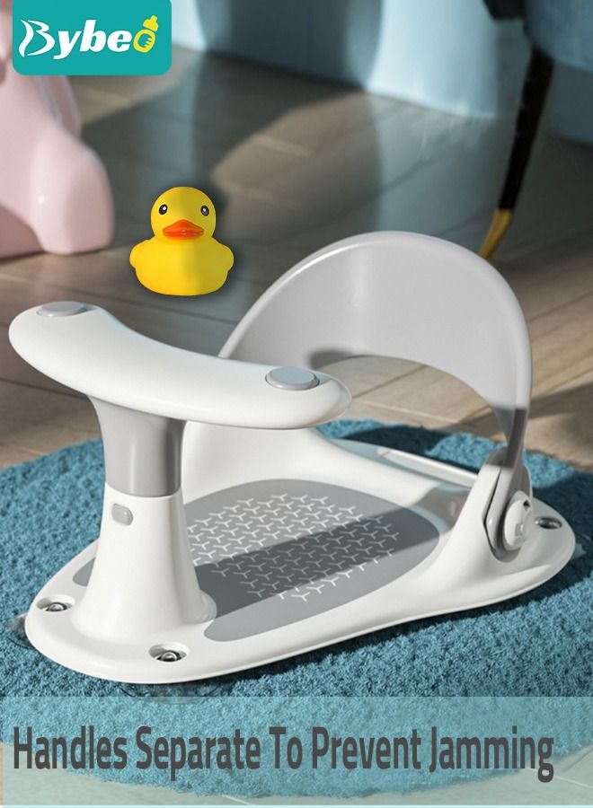 Baby Bath Seat – Infant Bathtub Portable Chair + Carry Bag – Compact and Foldable – Ultra Strong Suction Cups. Ideal Gift! (Grey)