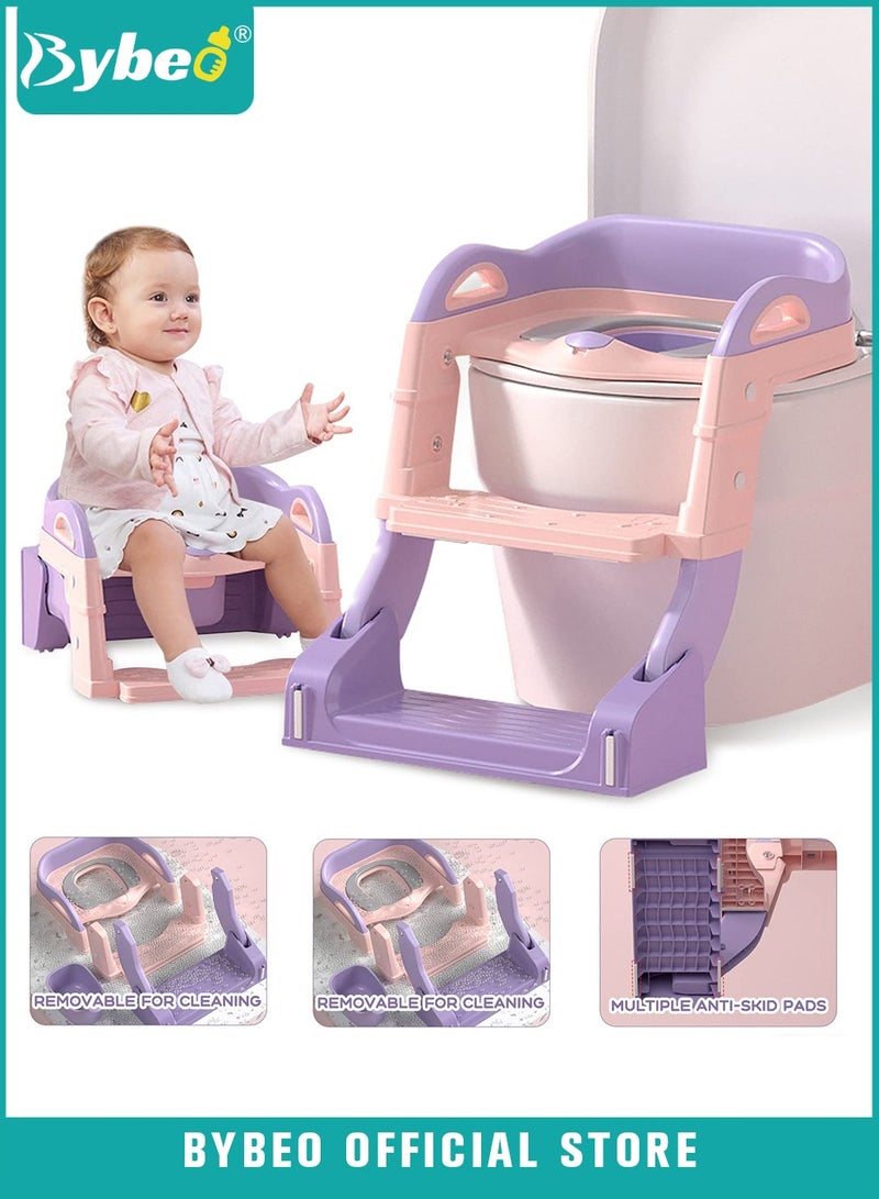 2 in 1 Kids Potty Training Seat with Anti-Slip Step Ladder, Baby Toddler Toilet Seats for Boys and Girls