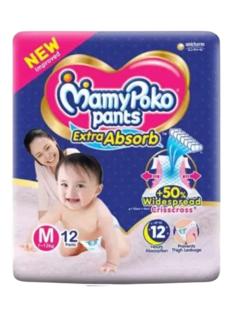 MamyPoko Pants Extra Absorb Baby Diaper Medium 12 Count