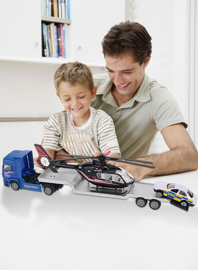 Transport Car Carrier Truck with airplane and venhicle Realistic Construction Truck and Trailer for Kids