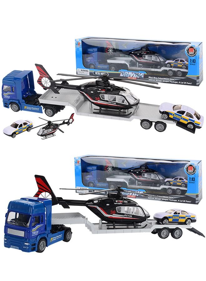 Transport Car Carrier Truck with airplane and venhicle Realistic Construction Truck and Trailer for Kids