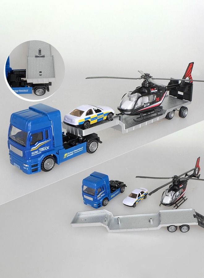 Transport Car Carrier Truck with airplane and venhicle Realistic Construction Truck and Trailer for Kids