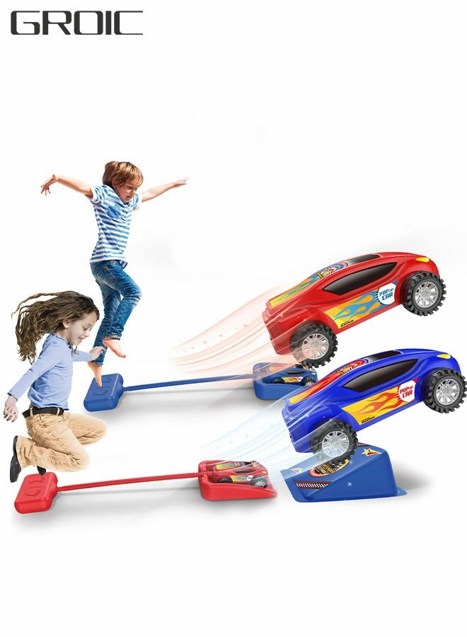 Rocket Dueling Stomp Racers, Foot Pneumatic Racer,2 Toy Car Launchers and 2 Air Powered Cars with Ramp and Finish Line. Great for Outdoor and Indoor Play, STEM Gifts for Kids