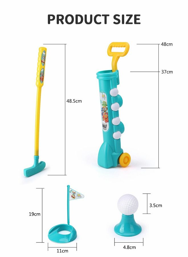 Kids Golf Clubs Set, Toddler Golf Toy, Early Educational Outdoors Exercise Toy for Kid with 1 Golf Cart, 3 Golf Clubs, 2 Practice Holes, 2 Golf Tees, 2 Golf Flag, 4 Balls