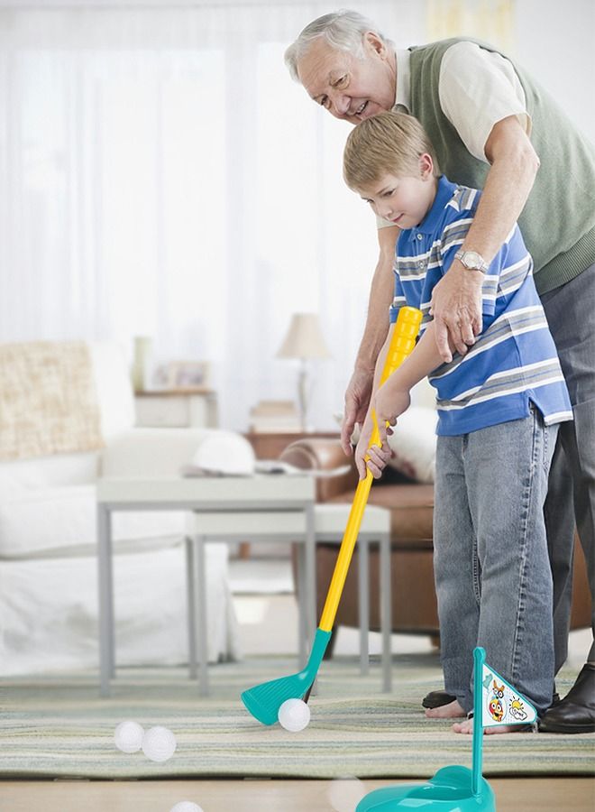 Kids Golf Clubs Set, Toddler Golf Toy, Early Educational Outdoors Exercise Toy for Kid with 1 Golf Cart, 3 Golf Clubs, 2 Practice Holes, 2 Golf Tees, 2 Golf Flag, 4 Balls