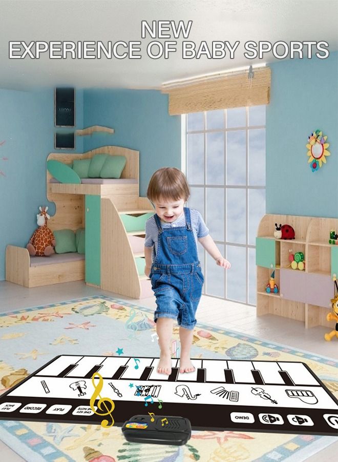 Kids Musical Mats with Music Sounds with 10 Keys, Musical Toys Toddler Music Piano Keyboard Dance Mat Carpet Touch Playmat Birthday Gift Toys for Baby Girls Boys