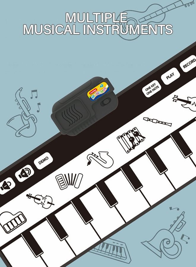 Kids Musical Mats with Music Sounds with 10 Keys, Musical Toys Toddler Music Piano Keyboard Dance Mat Carpet Touch Playmat Birthday Gift Toys for Baby Girls Boys