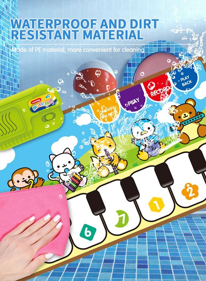 Kids Musical Mats with Music Sounds with 10 Keys, Musical Toys Toddler Music Piano Keyboard Dance Mat Carpet Touch Playmat Birthday Gift Toys for Baby Girls Boys