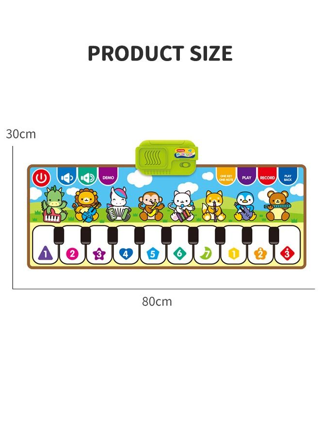 Kids Musical Mats with Music Sounds with 10 Keys, Musical Toys Toddler Music Piano Keyboard Dance Mat Carpet Touch Playmat Birthday Gift Toys for Baby Girls Boys