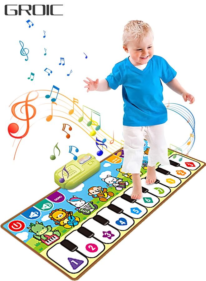 Kids Musical Mats with Music Sounds with 10 Keys, Musical Toys Toddler Music Piano Keyboard Dance Mat Carpet Touch Playmat Birthday Gift Toys for Baby Girls Boys