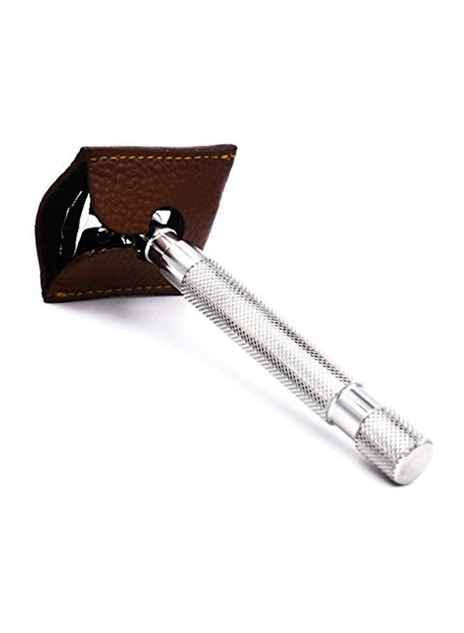 Leather Double Edge Safety Razor Protective Cover Saddle Brown