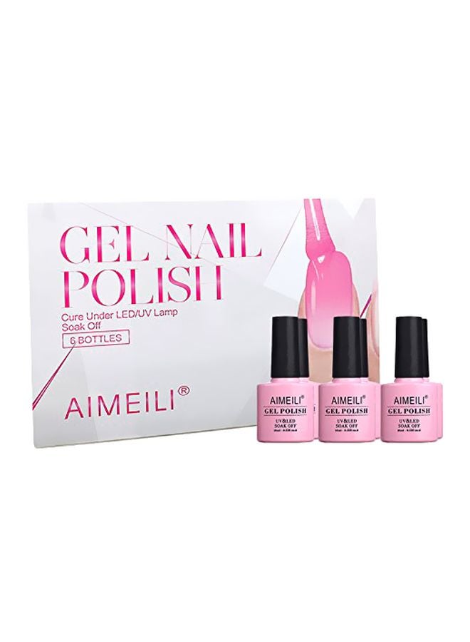 6-Piece UV And LED Soak Off Nail Gel Polish Set Multicolour