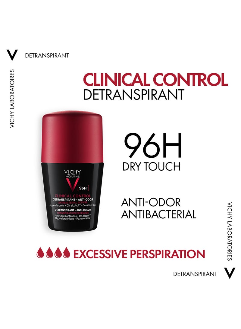 96 Hour Clinical Control Deodorant For Men Clear 50ml