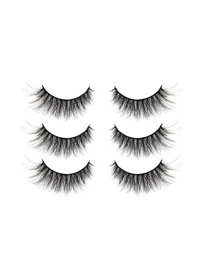Pair Of 3 3D False Eyelashes Black