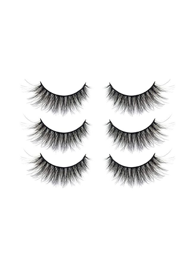 Pair Of 3 3D False Eyelashes Black