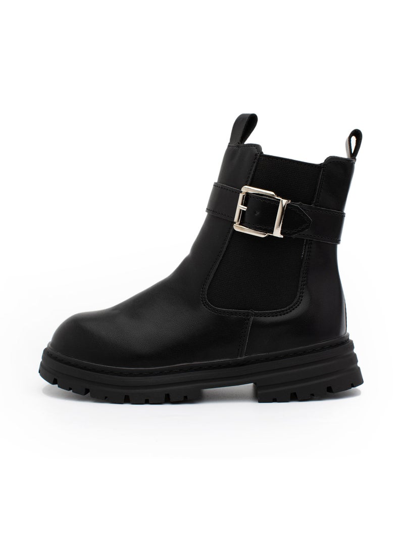 Lucky Kids Girls Synthetic Winter Ankle Boots With Side Zipper And A Side Buckle For Kids/Adults