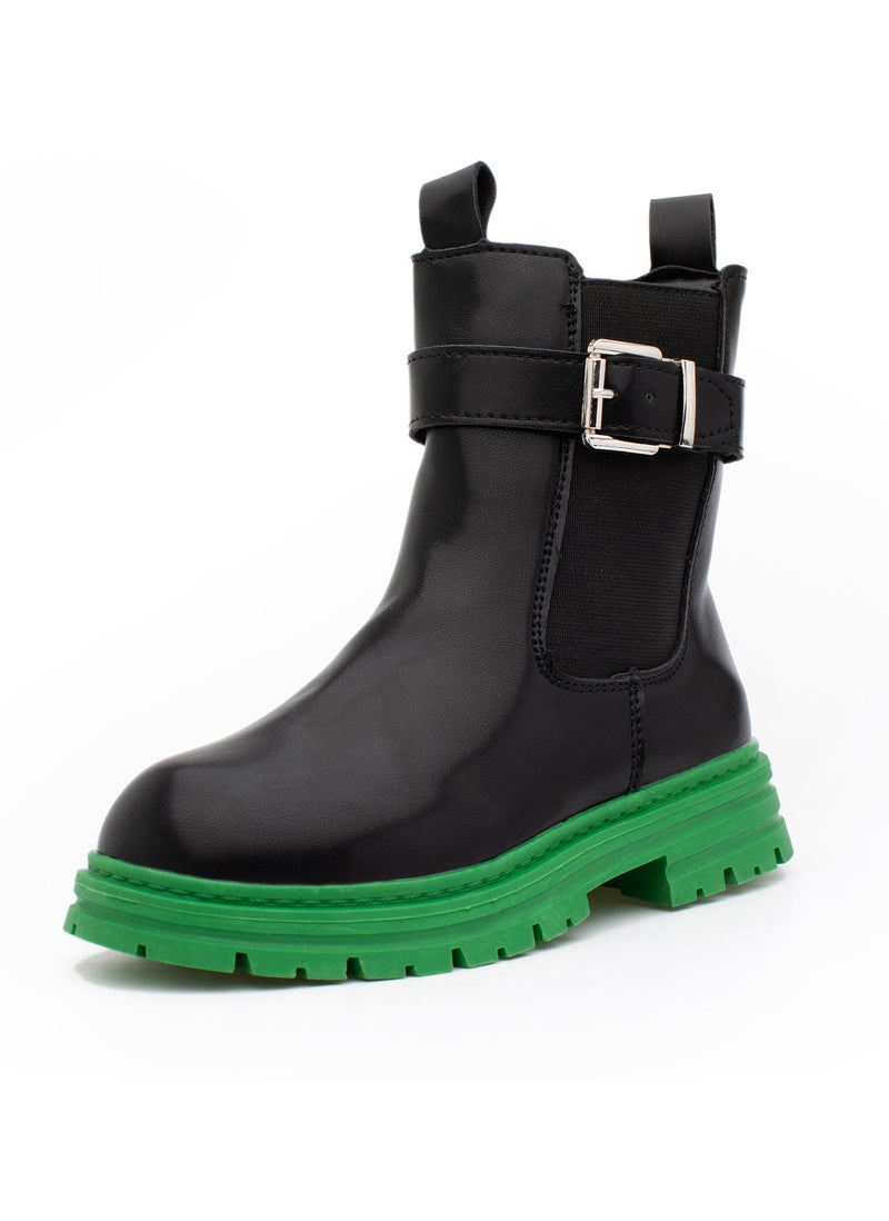 Lucky Kids Girls Synthetic Winter Ankle Boots With Side Zipper And A Side Buckle For Kids/Adults