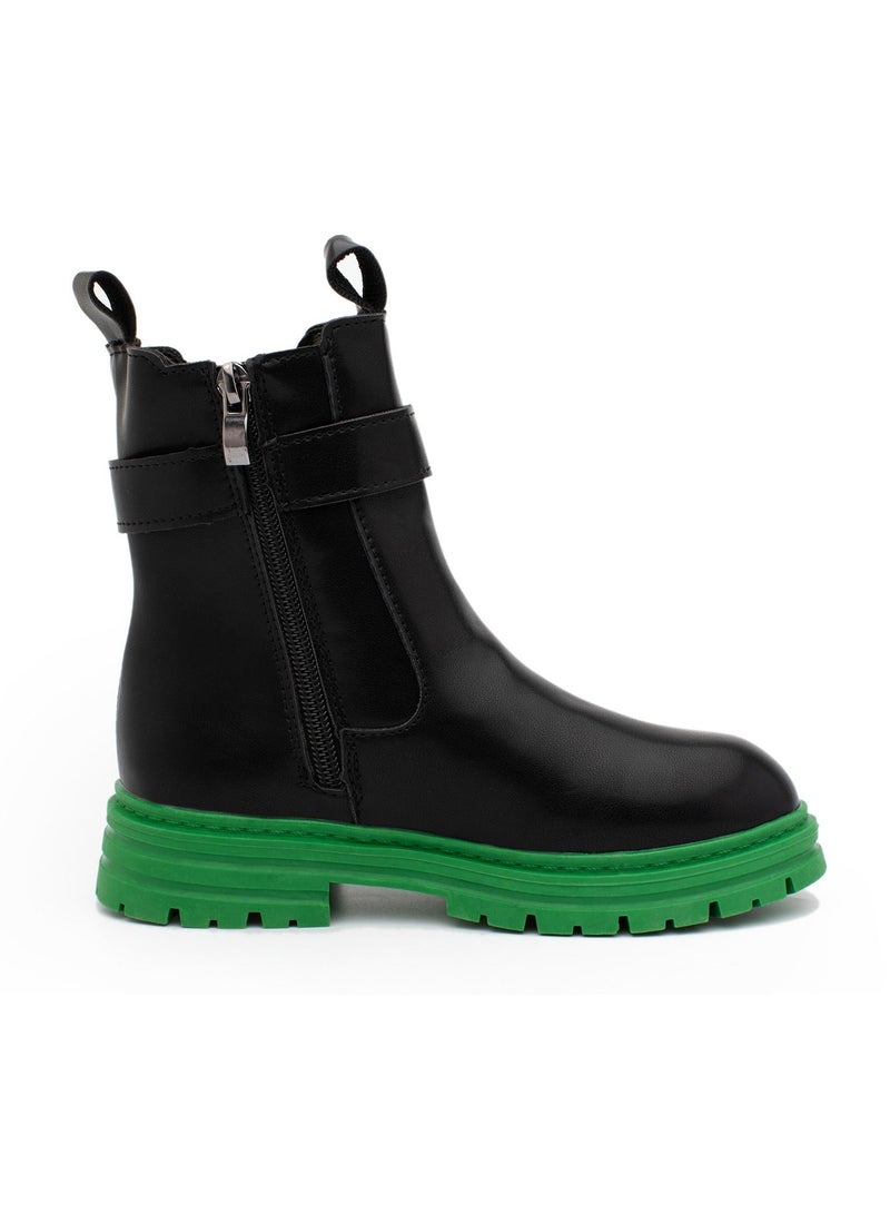 Lucky Kids Girls Synthetic Winter Ankle Boots With Side Zipper And A Side Buckle For Kids/Adults