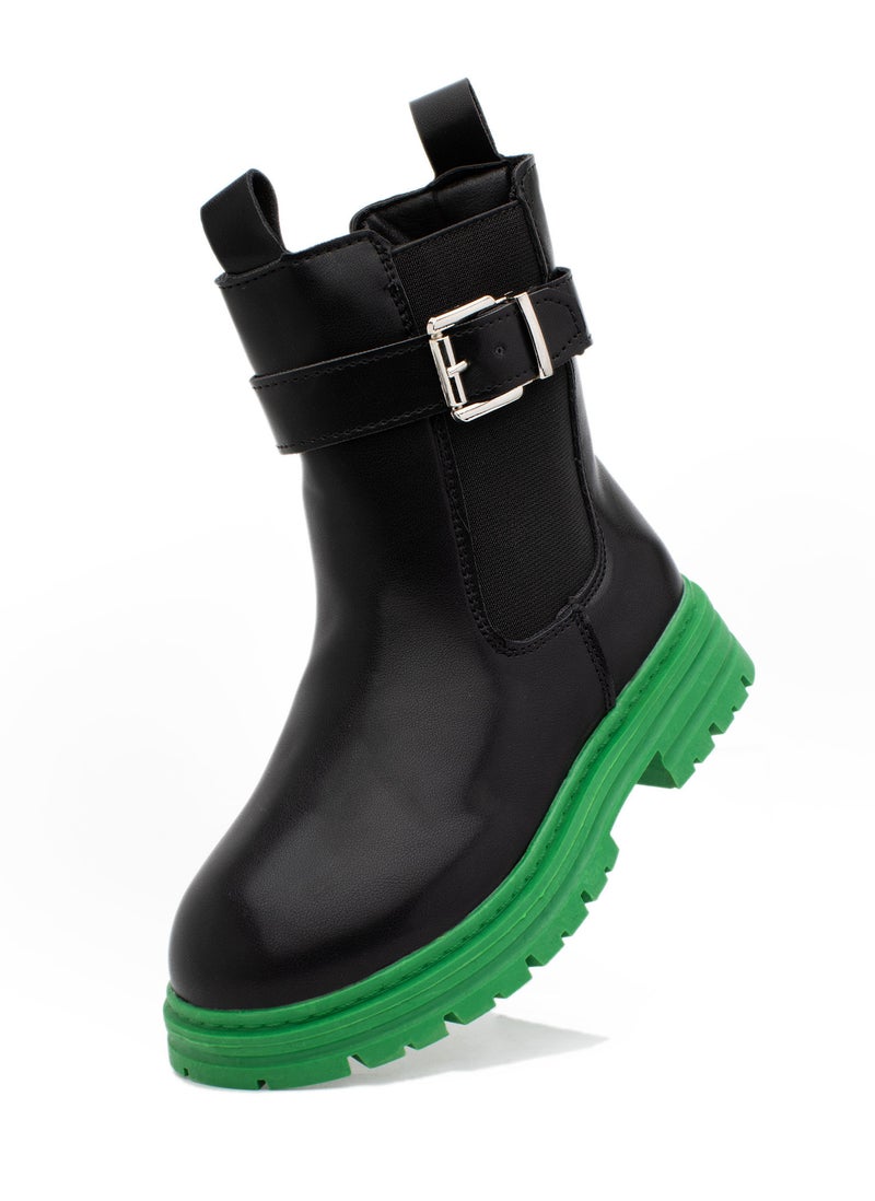 Lucky Kids Girls Synthetic Winter Ankle Boots With Side Zipper And A Side Buckle For Kids/Adults