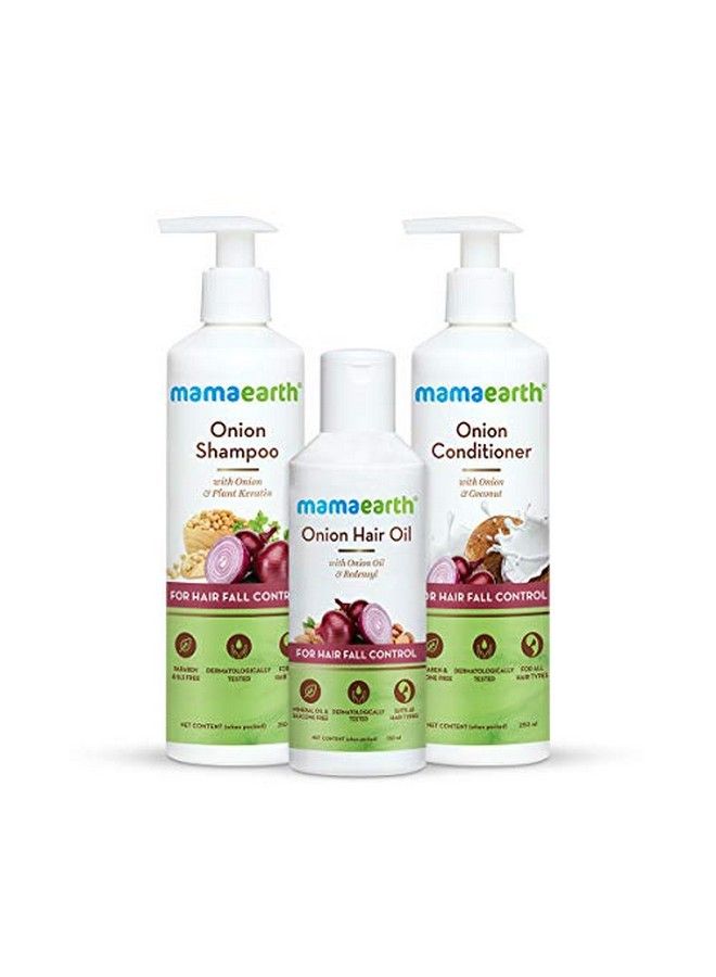 Anti Hair Fall Spa Range: Onion Shampoo 250 Ml + Onion Conditioner 250 Ml + Onion Hair Oil 150 Ml