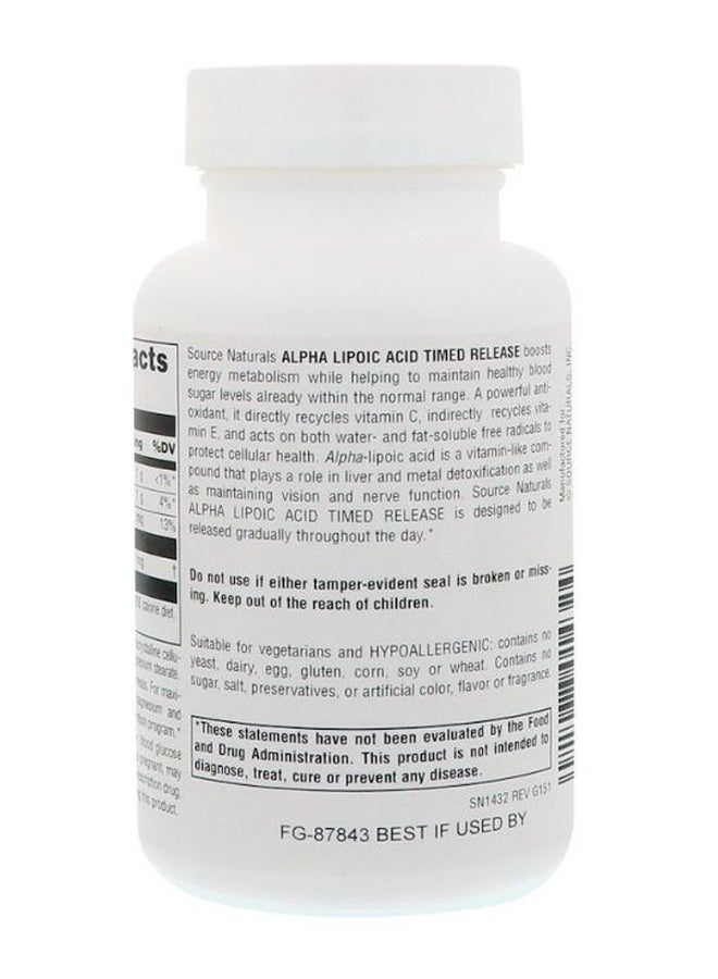 Alpha Lipoic Acid Timed Release Dietary Supplement - 60 Tablets