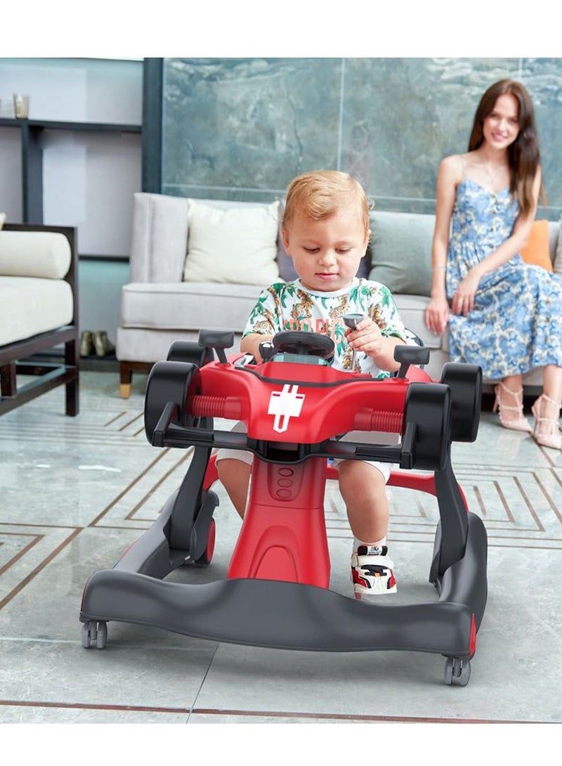 Folding Baby Walker Racing Car Shape Adjustable In Height