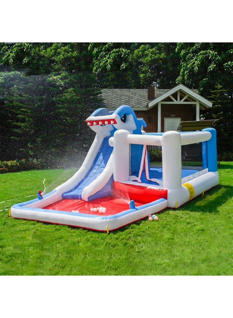 Shark Design Inflatable Water Slide Kids Bouncy Castle