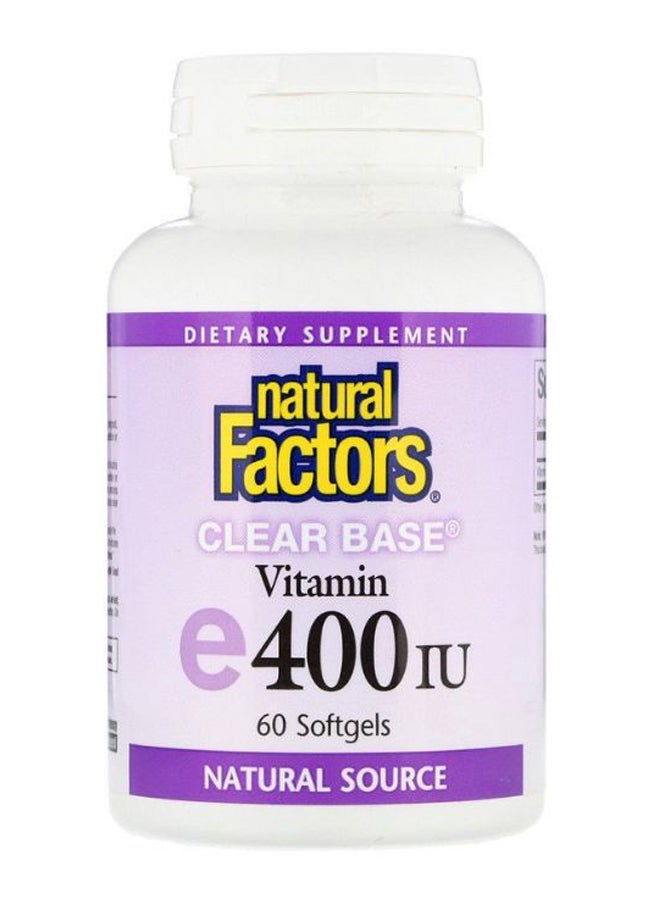 Clear Base Vitamin E 400 IU Dietary Supplement - 60 Softgels