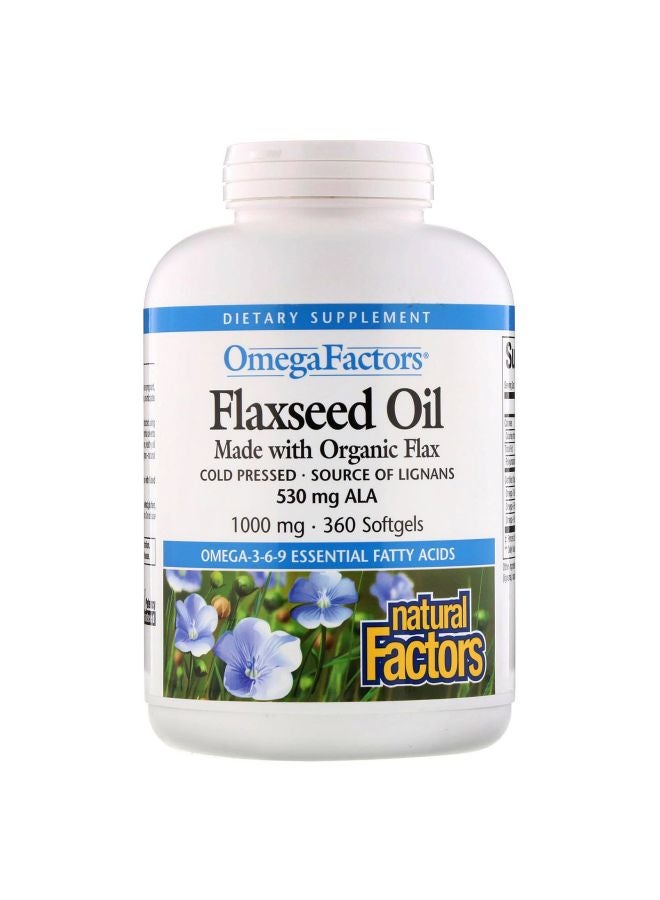 Omega Factors Flaxseed Oil 1000mg Dietary Supplement - 360 Softgels