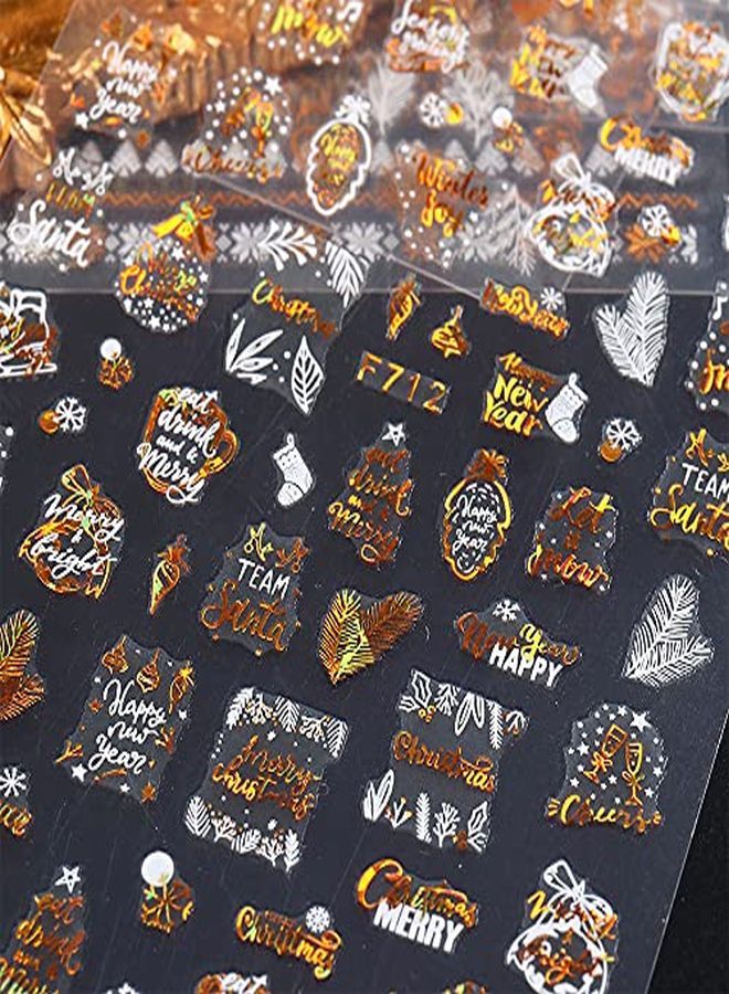 Snowflake Nail Art Stickers Decals Christmas 8 Sheets Large 3D Embossed Bronzing Nail Art Supplies Nail Art Decoration Gold White Designs Nail Art Accessories For Women And Girls  Acrylic Nail Art