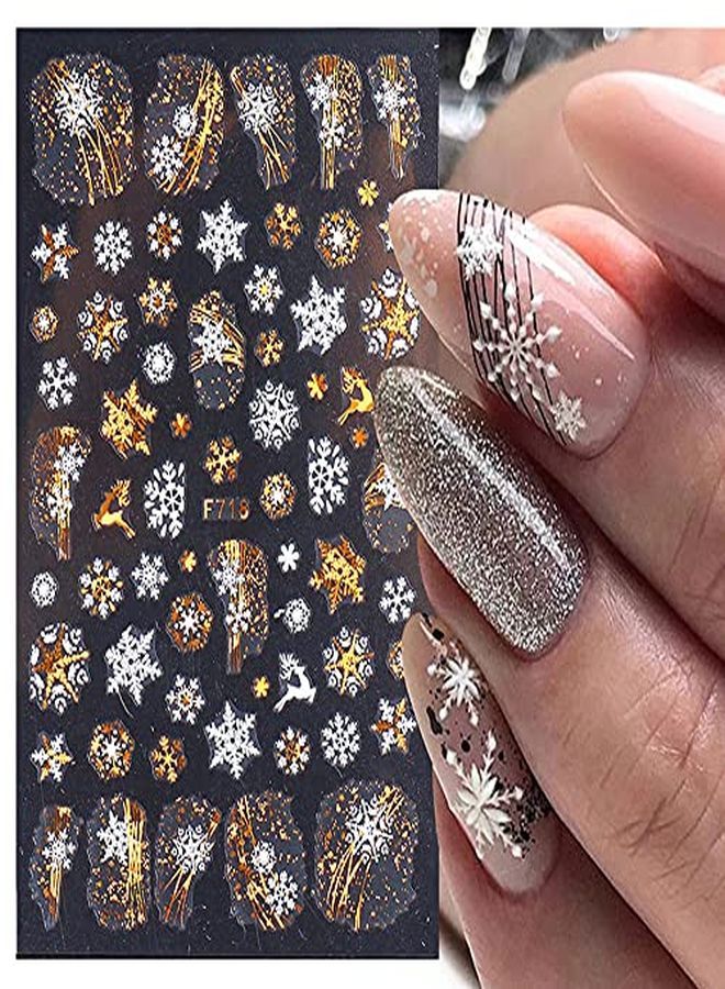 Snowflake Nail Art Stickers Decals Christmas 8 Sheets Large 3D Embossed Bronzing Nail Art Supplies Nail Art Decoration Gold White Designs Nail Art Accessories For Women And Girls  Acrylic Nail Art